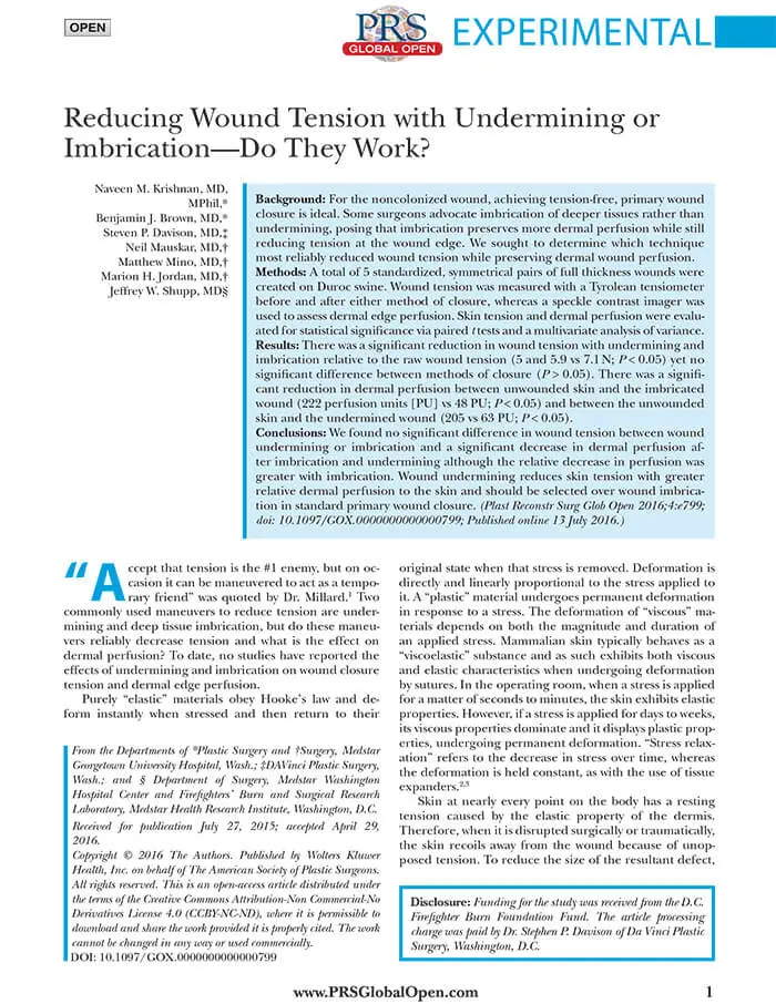 Article: Reducing Wound Tension with Undermining or Imbrication—Do They Work