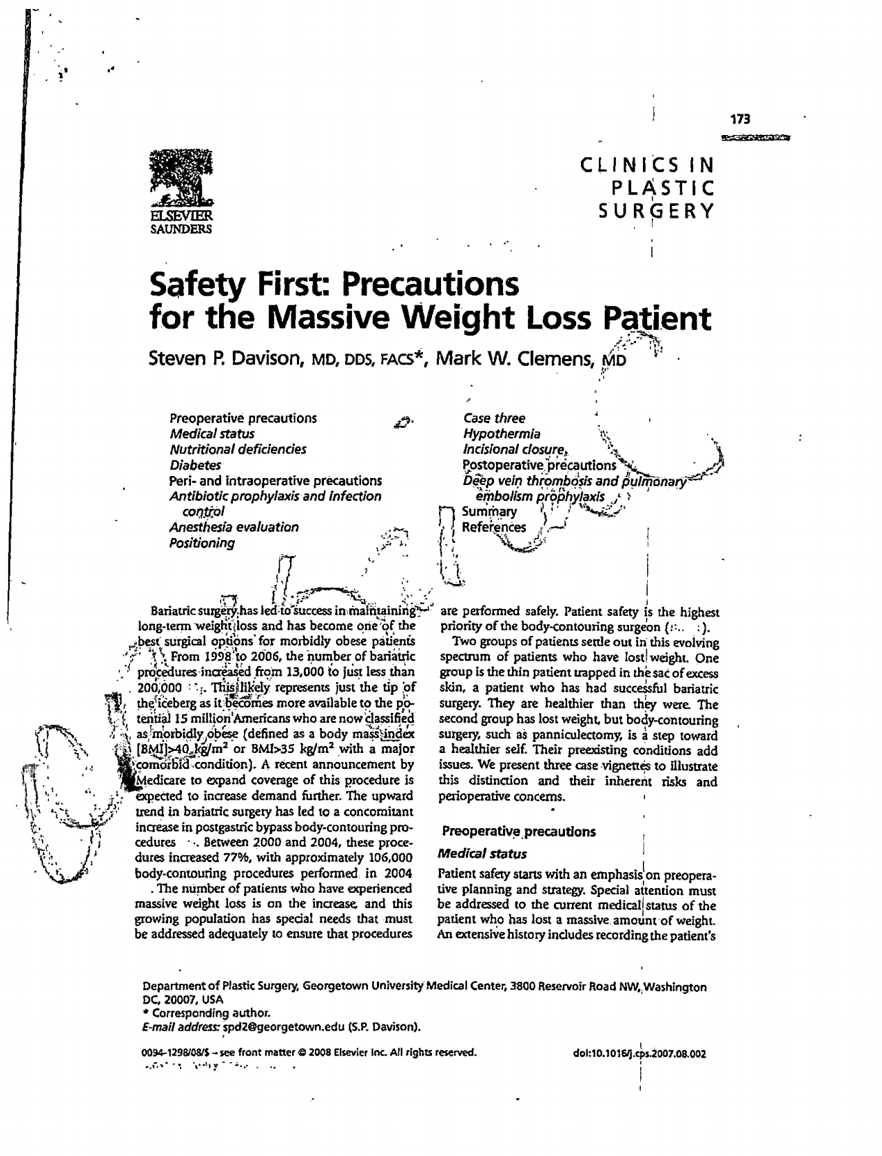 Article: Safety First: Precautions For The Massive Weight Loss Patient
