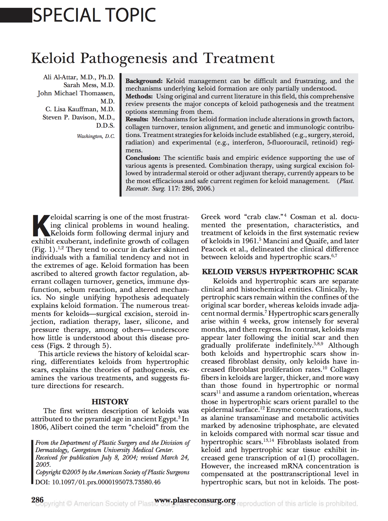 Article: Keloid Pathogenesis And Treatment