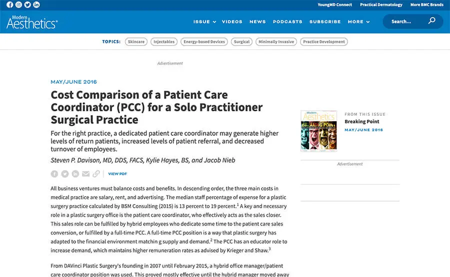Article: Cost Analysis of an Office-based Surgical Suite