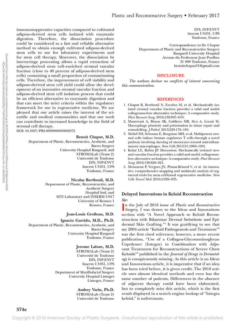 Delayed Innovations in Keloid Reconstruction