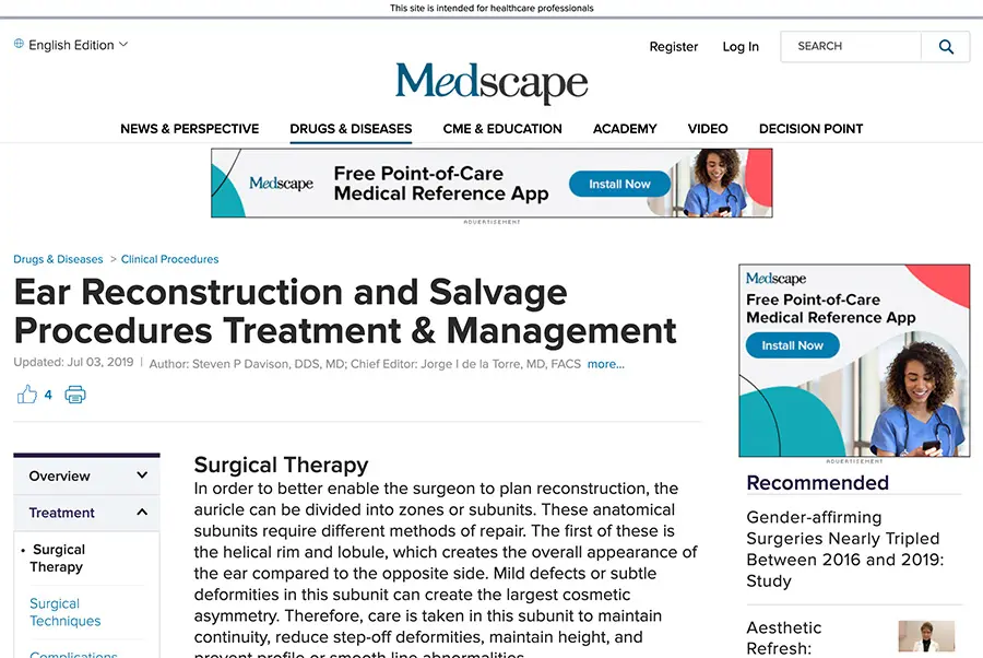 Article: “Ear, Reconstruction and Salvage,”