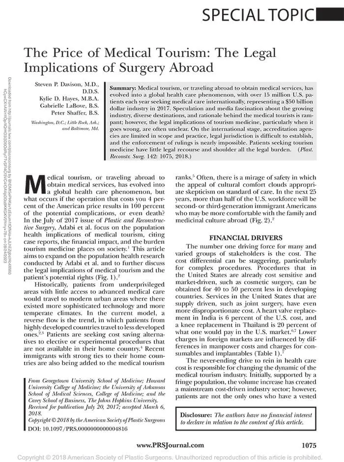 Article: The Price of Medical Tourism