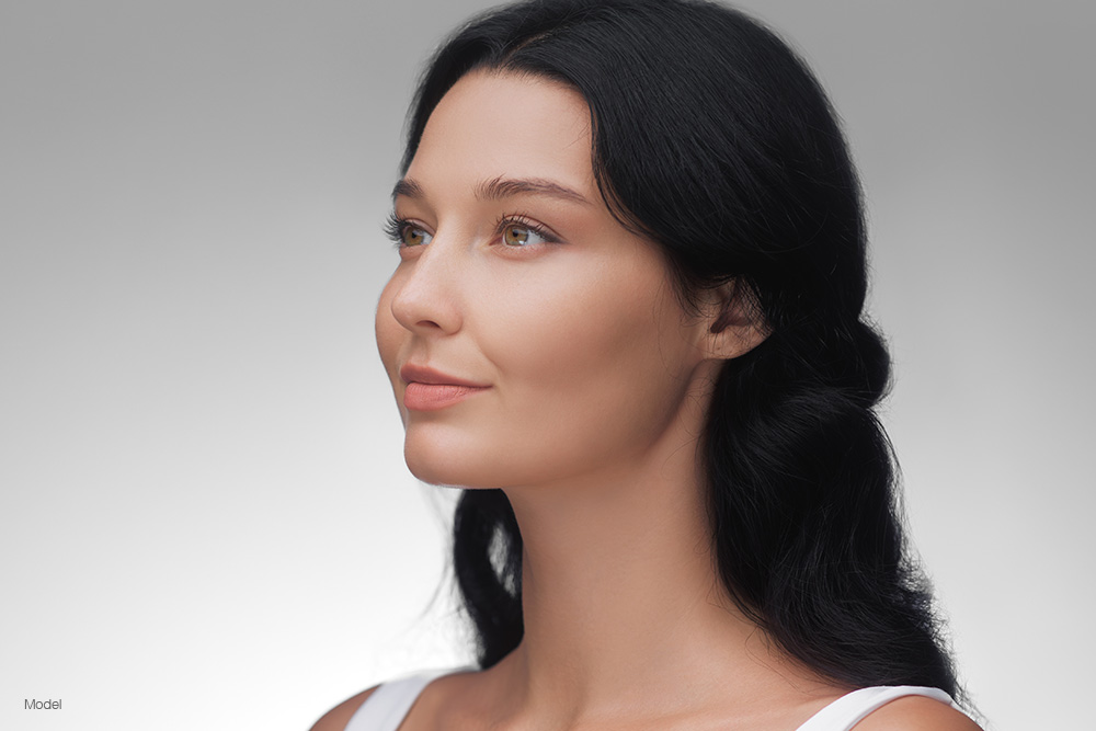 Profile of a woman with black hair